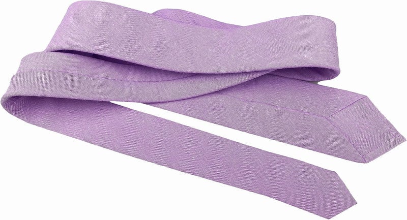 Elfeves Men's Skinny Solid Color Tie Causal Cotton Linen Narrow Slim cut Necktie - Image 4